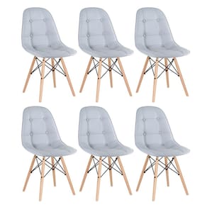 KIT - 6 x cadeiras estofadas Eames Eiffel Botonê - Madeira clara