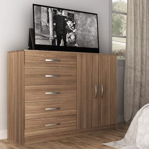 imagem-Cômoda 2 Portas 5 Gavetas Evidência Móveis Marrom