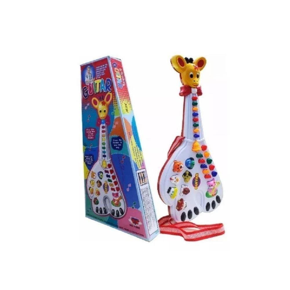 Guitarra Infantil Girafa Colorida Com Som E Luz Musical