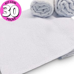 Kit 30 Toalhas de Rosto Para Salão Beleza 100% Algodão 40 x 65 cm Branca