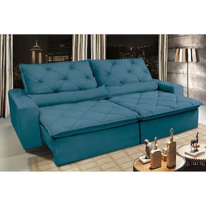 Sofá Lisboa 2,32m Retrátil, Reclinável com Molas no Assento Tecido Suede - Cama InBox