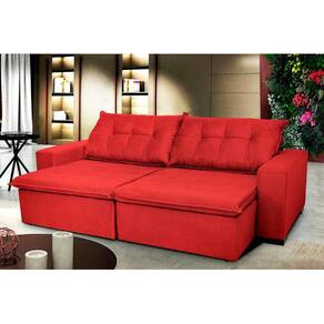 Sofá Austrália 2,92 Mts Retrátil, Reclinável Com Molas e Pillow no Assento Tecido Suede - Cama InBox