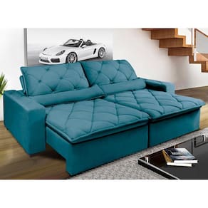 Sofá Magnum 2,82m Retrátil, Reclinável com Molas no Assento e Almofadas Lombar Tecido Suede Grafiato  - Cama InBox