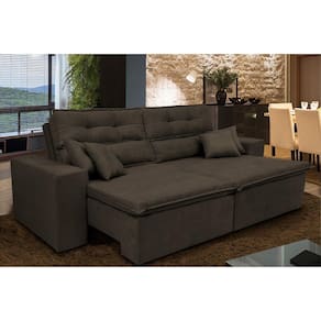 Sofá Cairo. 3,12m Retrátil, Reclinável Tecido Suede Vermelho