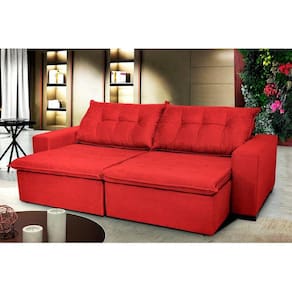 Sofá Austrália 3,12 Mts Retrátil, Reclinável Com Molas e Pillow no Assento Tecido Suede - Cama InBox