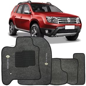 Jogo de Tapete Automotivo Carpete Renault Duster 2011 à 2015 Soft Logo Bordado Grafite 5 Peças