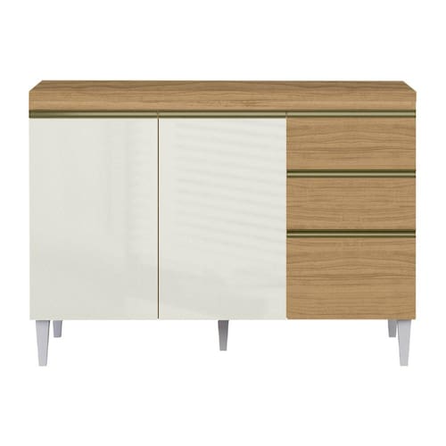 imagem-Balcão de Cozinha 3 Portas e 2 Gavetas com Tampo 1,20m Clara Atacama / Off White - BRANCO