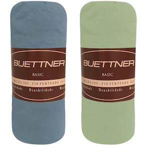 Kit 2 Lençóis Casal de Malha 100% Algodão com Elástico Buettner
