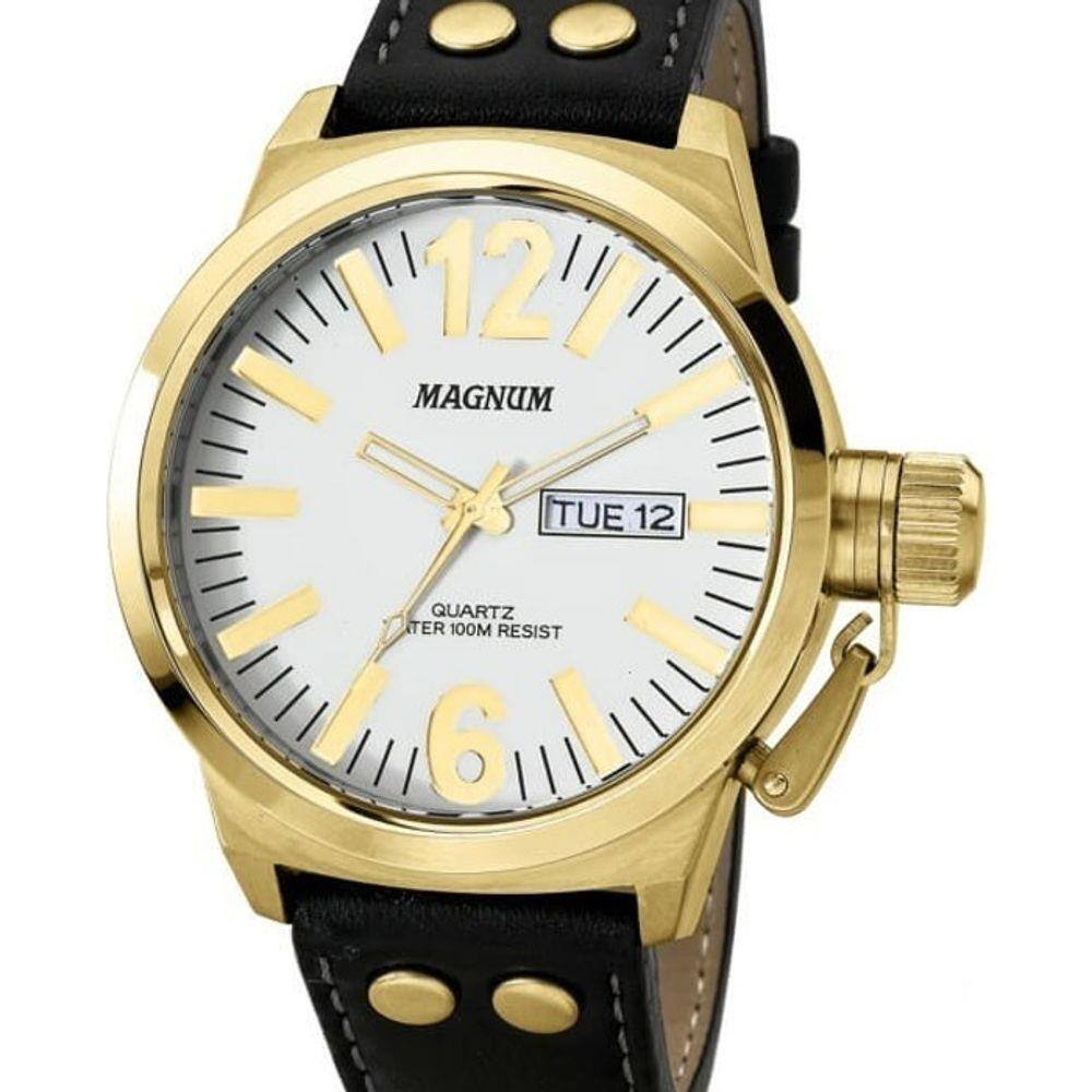 Relógio Masculino Magnum Dourado Azul Ma33095a Original