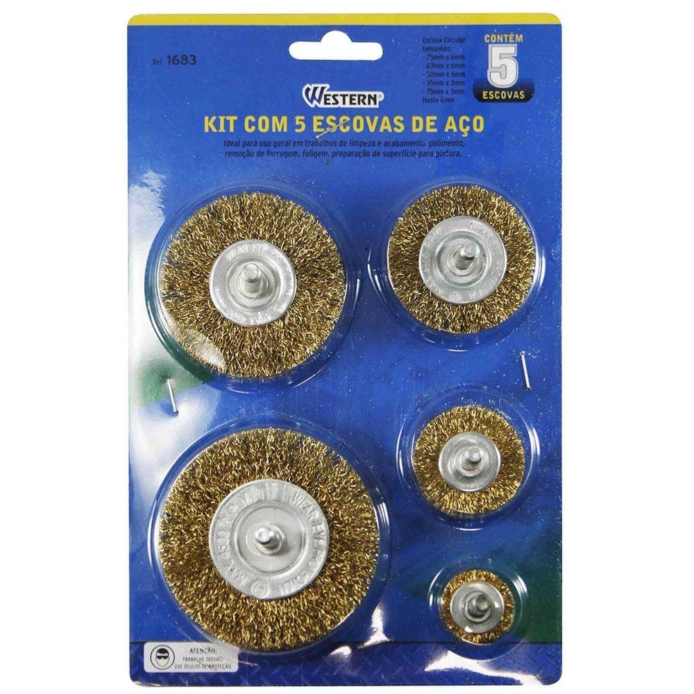 Kit Escovas Circulares De Aço 5 Peças 1683 Western