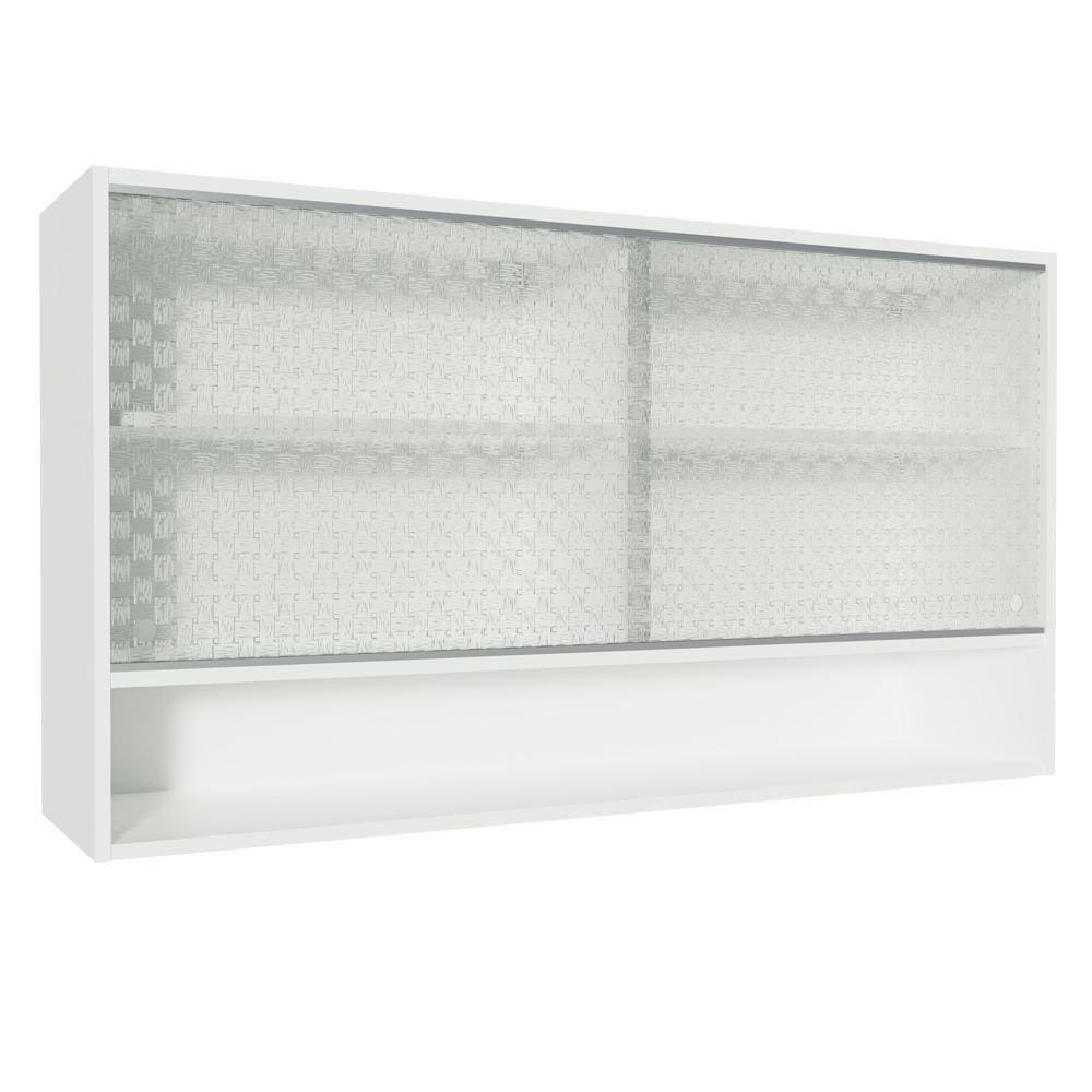 Armário Aéreo Madesa Glamy 2 Portas de Correr de Vidro e 1 Nicho - Branco