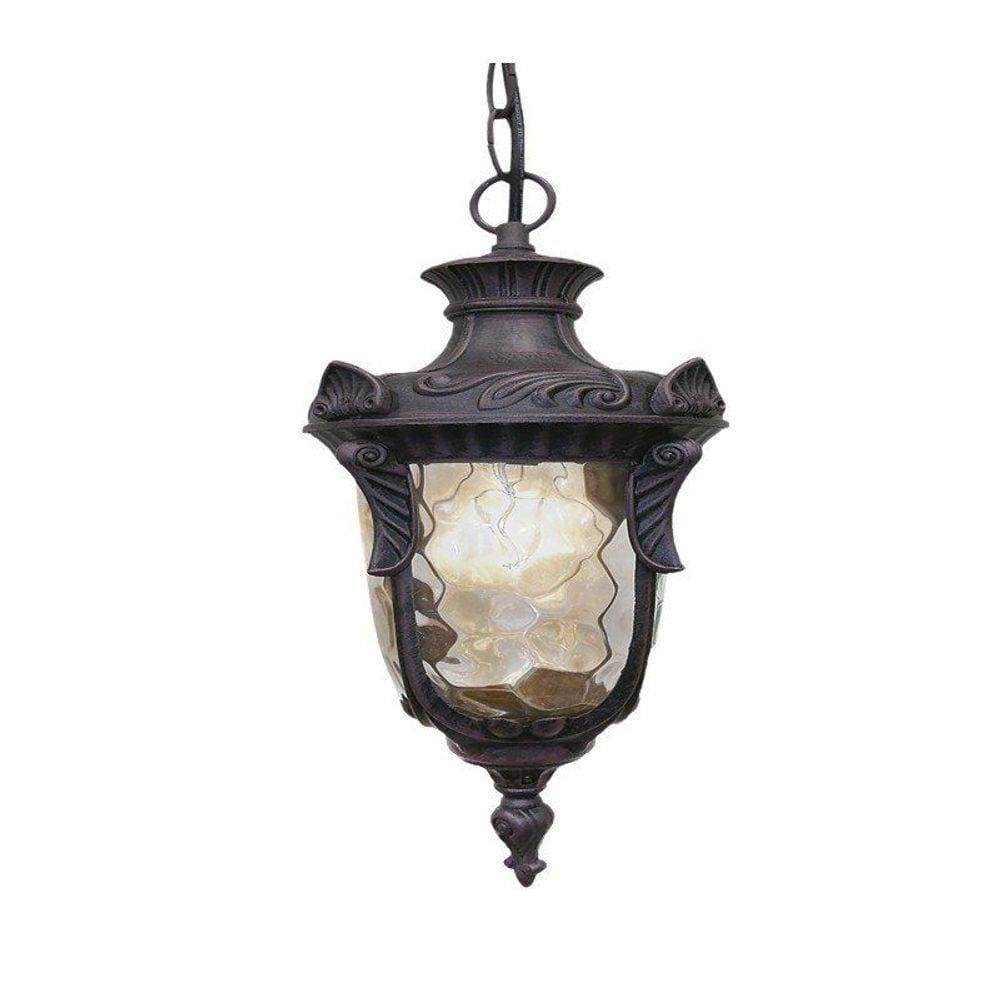 Pendente Colonial Luxo Vidro 1E27 17X38Cm