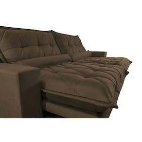 Sofa Retrátil e Reclinável 2,92m com Molas Ensacadas Cama inBox Soft Tecido Suede Café