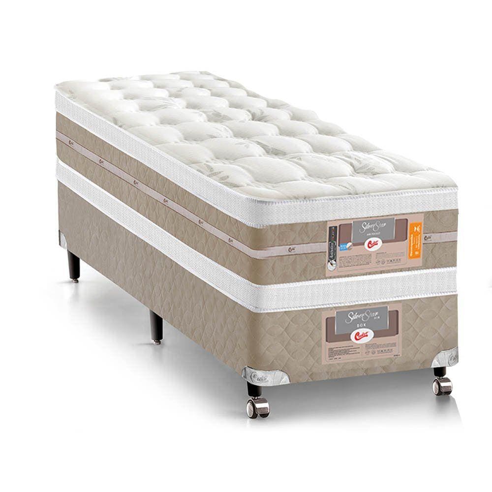 Cama Box + Colchão Solteiro Castor Mola Pocket® Silver Star AIR com Box SI Double Face 120x203x74cm