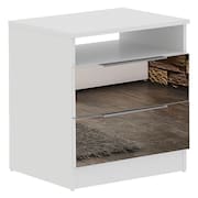 Criado-Mudo com 2 Gavetas com Espelho Branco Madesa 3227