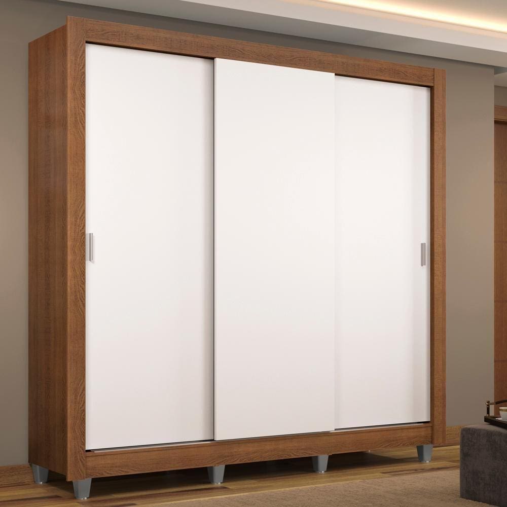 Guarda Roupa Casal Madesa Mônaco 3 Portas de Correr com Pés