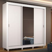 Guarda Roupa Casal Madesa Mônaco 3 Portas de Correr com Espelho com Pés - Branco
