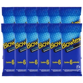 Kit C/ 12 Pacts Preservativos Blowtex Action c/ 6 Un Cada