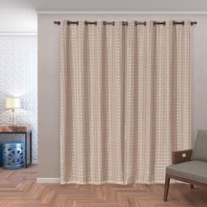 Cortina Blackout Pvc Tecido Voil Xadrez 2,80M X 2,30M Avelã