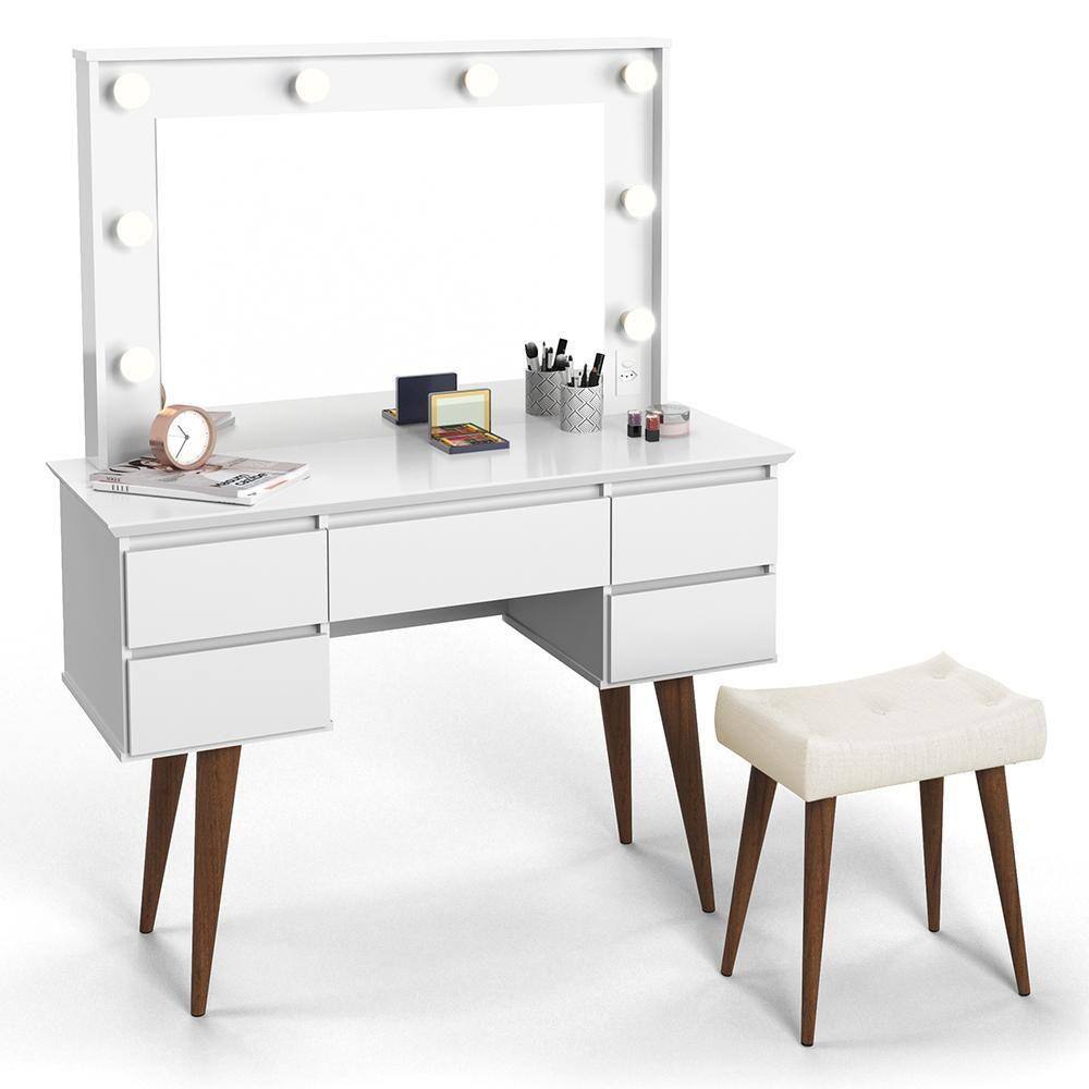 Penteadeira Camarim Retro com Baqueta Strass  - BRANCO