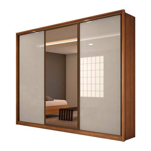 Guarda Roupa Casal com Espelho 3 Portas 6 Gavetas Spazio Lopas Rovere Naturale/Off White/Rovere Naturale Menor preço em Guarda Roupa Casal com Espelho 3 Portas 6 Gavetas Spazio Lopas Rovere Naturale/Off White/Rovere Naturale