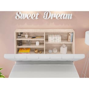Cabeceira Box Solteiro Isis Amarula com Capitonê Branco