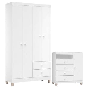 Cômoda e Guarda Roupa 4 Portas Ternura Baby - Incorplac