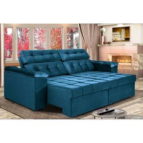 Sofá New Itália 2,52m Retrátil e Reclinável Tecido Suede - Cama InBox