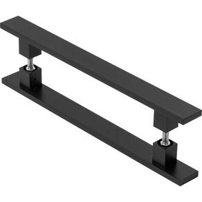 Puxador Duplo Porta Pivotante Madeira Vidro Preto 1.20 Metro