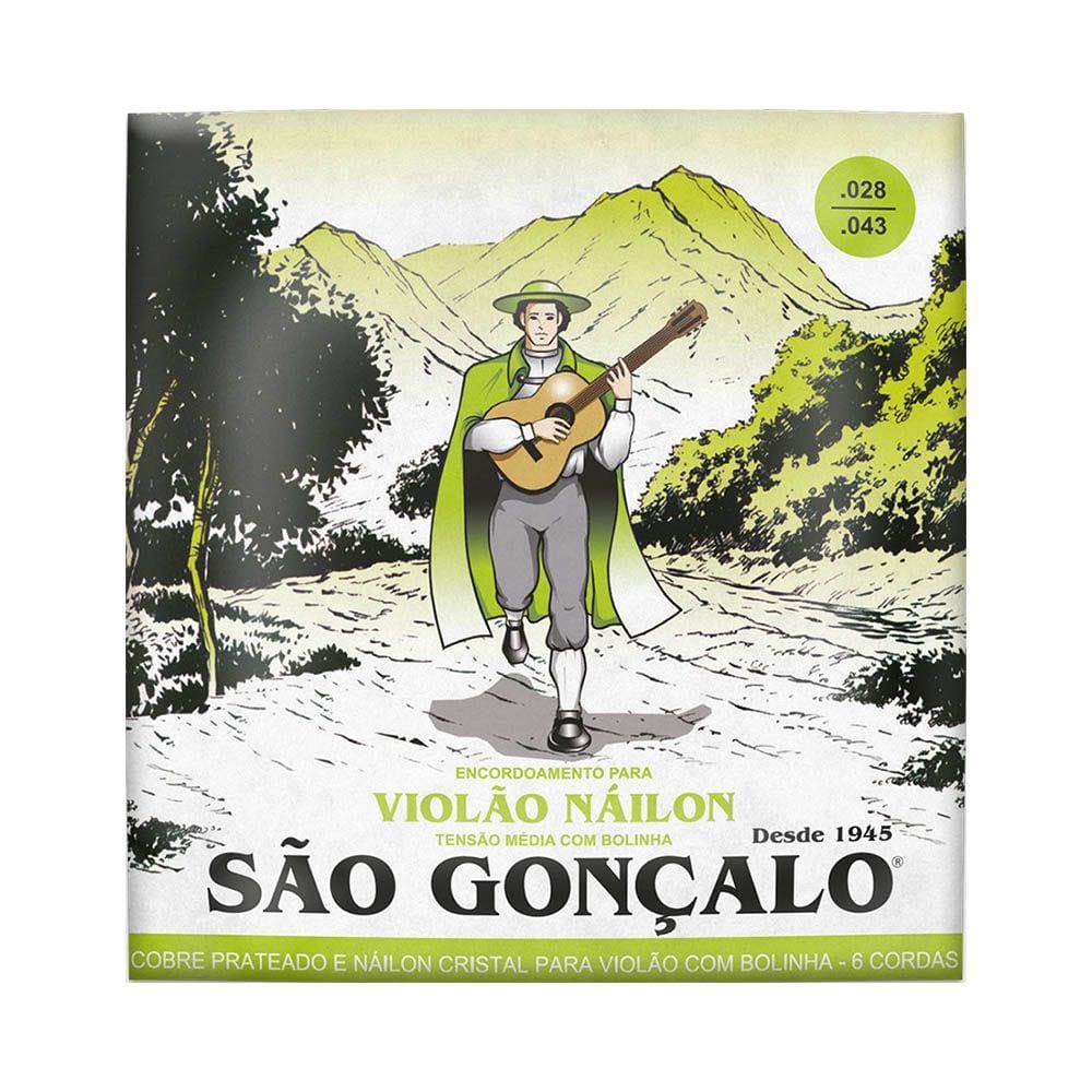 Encordoamento São Gonçalo P/ Violão Náilon Cristal C/ Bolinha Tensão Média - EC0451
