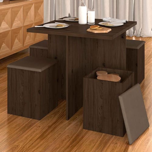 Conjunto Sala De Jantar 4 Banquetas Berlim - Móveis Arapongas Menor preço em Conjunto Sala De Jantar 4 Banquetas Berlim - Móveis Arapongas