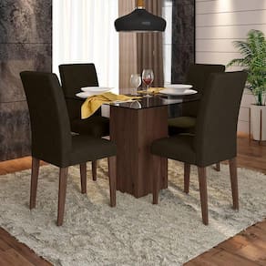 Conjunto Sala De Jantar Malta De Vidro 4 Cadeiras - Móveis Arapongas