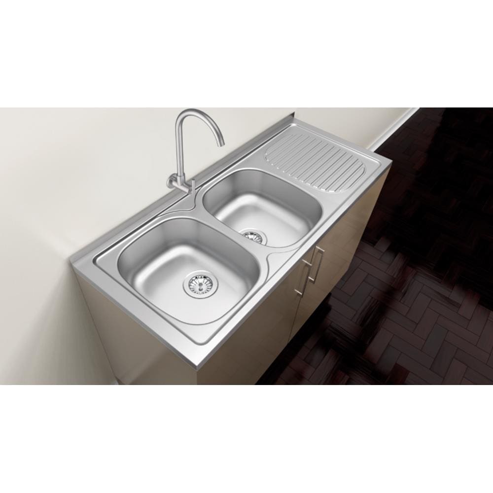 Pia de Apoio Tramontina Stratta 2C 34 EX em Aço Inox 120x50 cm com 2 Cubas Tramontina 93445602