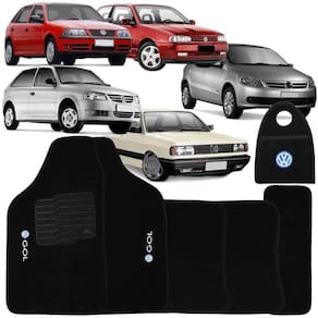 Jogo Tapete Automotivo Carpete + Lixeira Gol G2 Bola 1995 à 2004 Soft Logo Bordado Preto 6 Peças