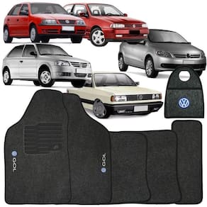 Jogo Tapete Automotivo Carpete + Lixeira Gol G3 2000 à 2005 Soft Logo Bordado Grafite 6 Peças