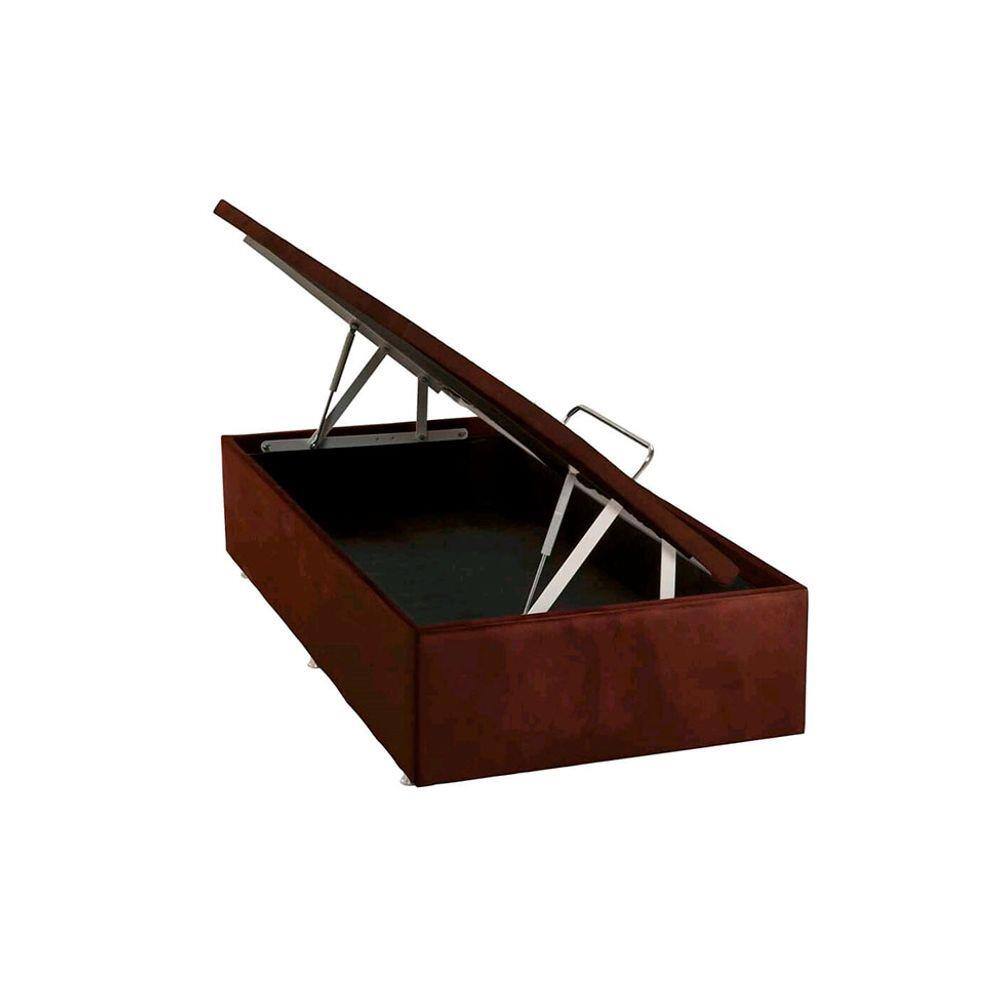 Base Para Cama Box Solteiro Physical L Com Baú (39X88X188) Marrom - Vermelho