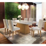 Conjunto De Mesa De Jantar Luna I Com Vidro E 6 Cadeiras Grécia