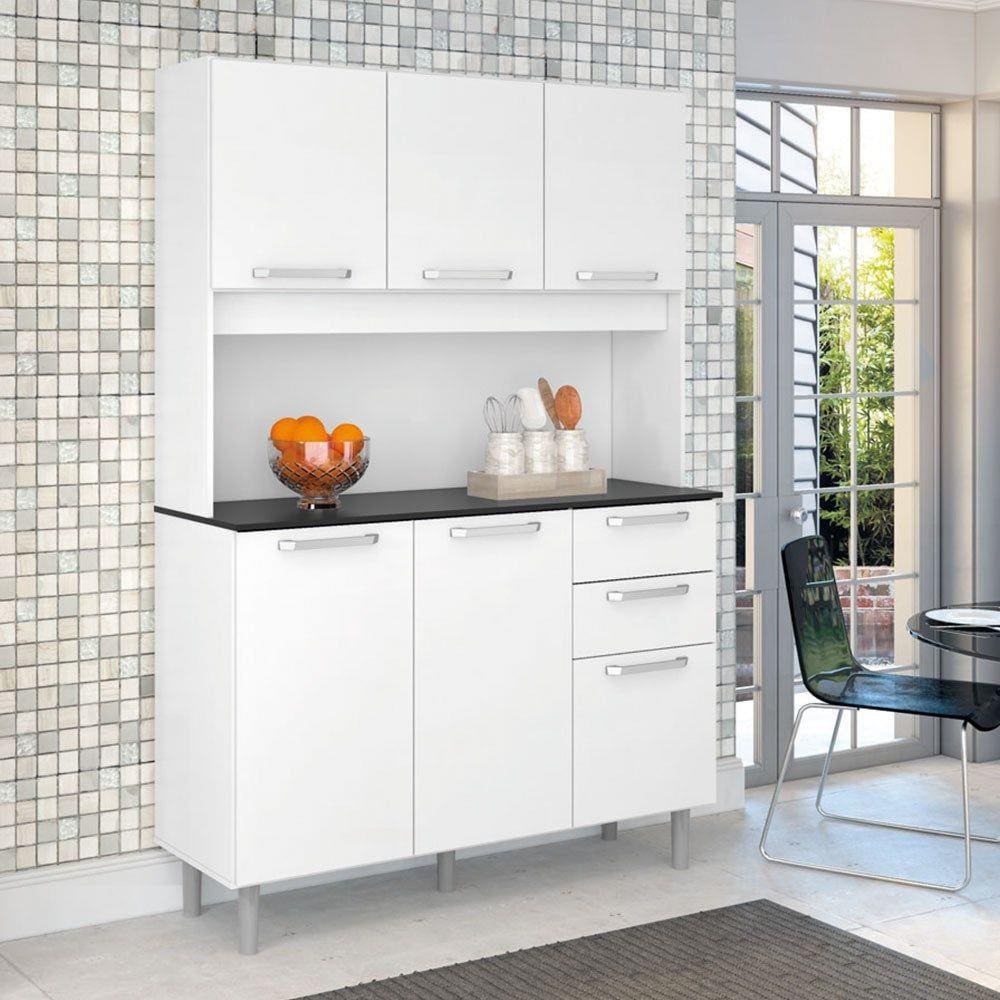 Armário de cozinha 120cm 6 portas 2 gavetas Pop Branco