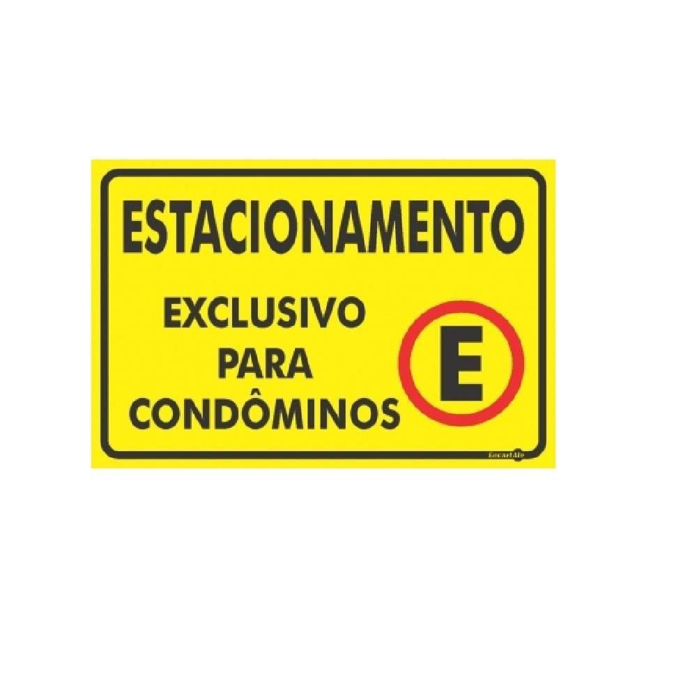 Placa de Sinalização Plástico 20x30cm Estacionamento Condôminos