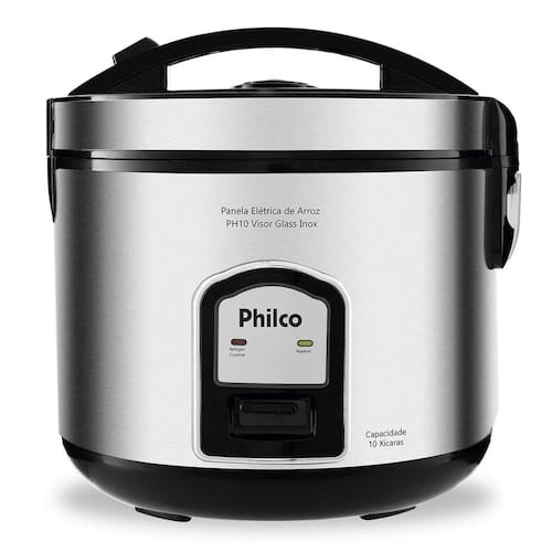 imagem-Panela de Arroz Philco 10 xícaras PH10P Visor Glass Inox - 110V