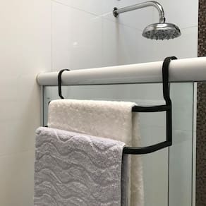 Porta Toalhas Duplo Toalheiro Para Box Preto Fosco 60cm