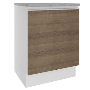 BalcãoGlamy 60 cm 1 Porta Branco e Rustic Madesa