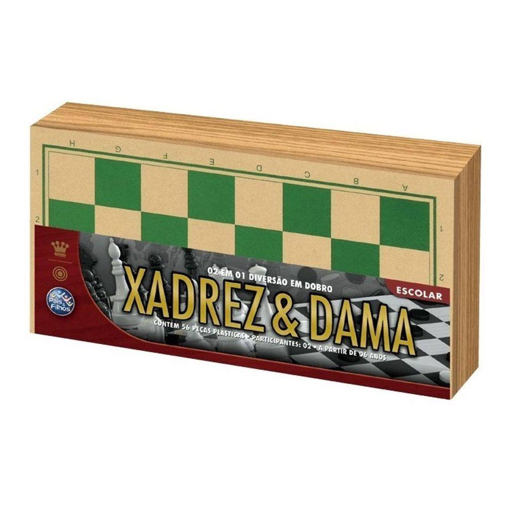 Jogo de Xadrez Dama e Gamão 29 x 29 Tabuleiro em madeira - CODAY