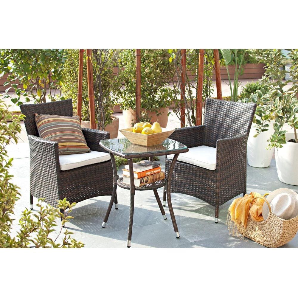 Conjunto para Terraço Sidney 3 Peças Ratan PE Marrom Just Home Collection