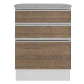 Balcão Glamy 60 cm 3 Gavetas Branco e Rustic Madesa