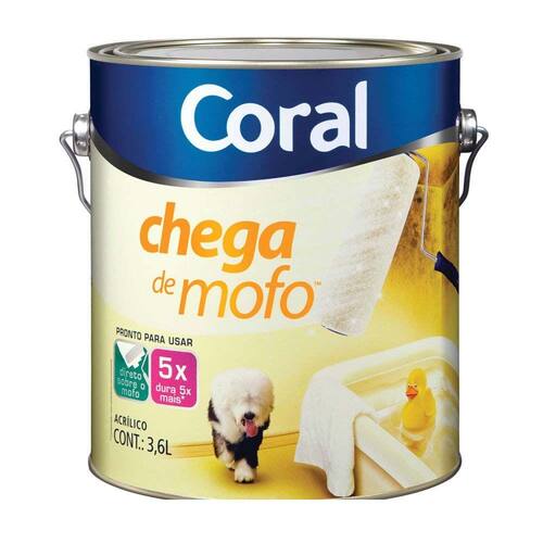 Tinta acrílica fosca Chega de Mofo branco 3,6L Coral Coral Menor preço em Tinta acrílica fosca Chega de Mofo branco 3,6L Coral Coral