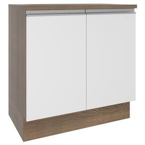 Balcão Glamy 80 cm 2 PortasRustic e Branco Madesa