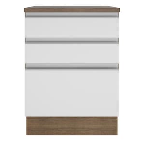 Balcão Glamy 60 cm 3 Gavetas Rustic e Branco Madesa