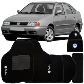 Jogo Tapete Automotivo Carpete + Lixeira Volkswagen Polo 1997 à 2001 Soft Logo Bordado 6 Peças