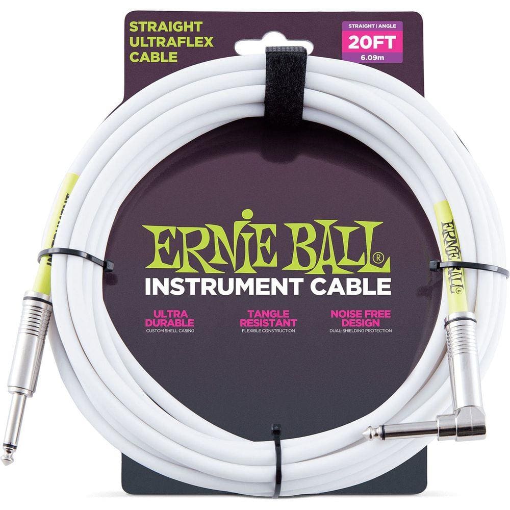 Cabo Ernie Ball Instrumentos 6,09m P10xp90 Branco